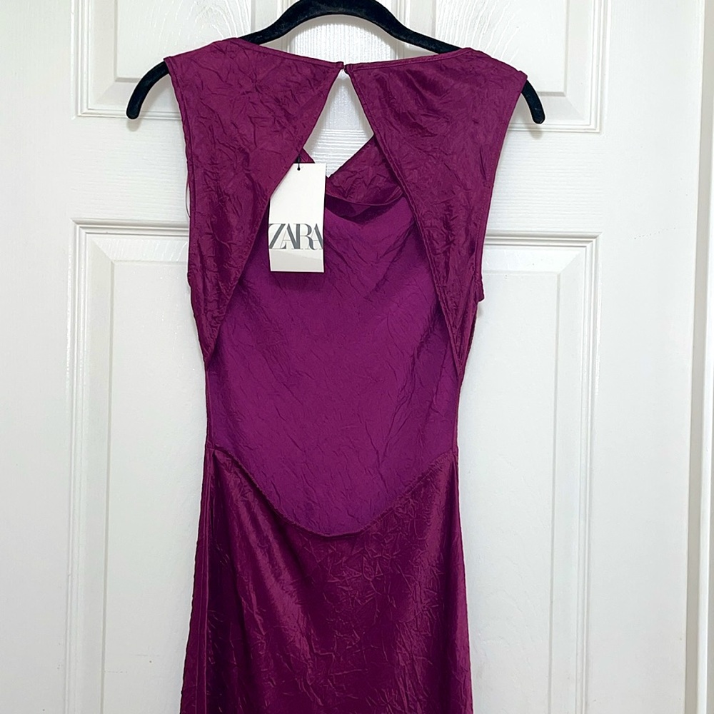 NWT Zara Satin Effect Open Back Dress - Picture 11 of 13